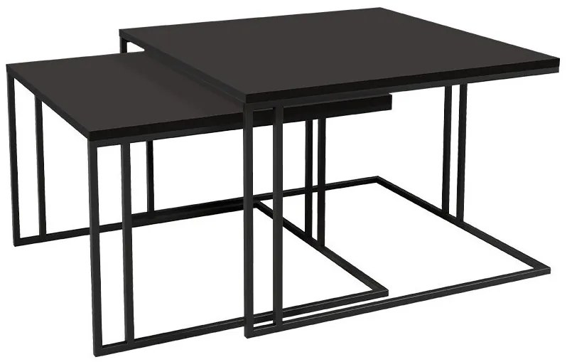 Σετ τραπεζιών περιοδικών Miami 420, Μαύρο, 50x76x76cm, Πλαστικοποιημένη μοριοσανίδα, Γωνιακό | Epipla1.gr