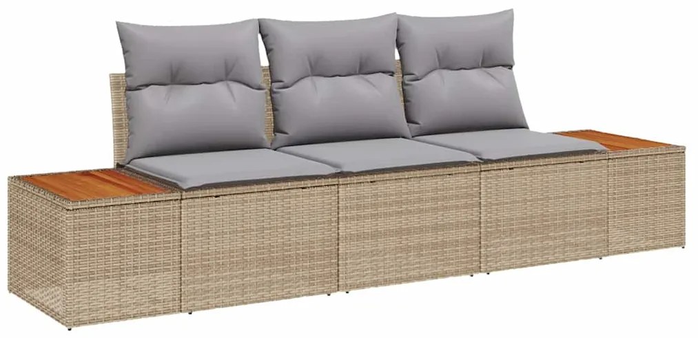vidaXL Σετ Καναπέ Κήπου με μαξιλάρι 3 pcs Μπεζ συνθετικό ρατάν