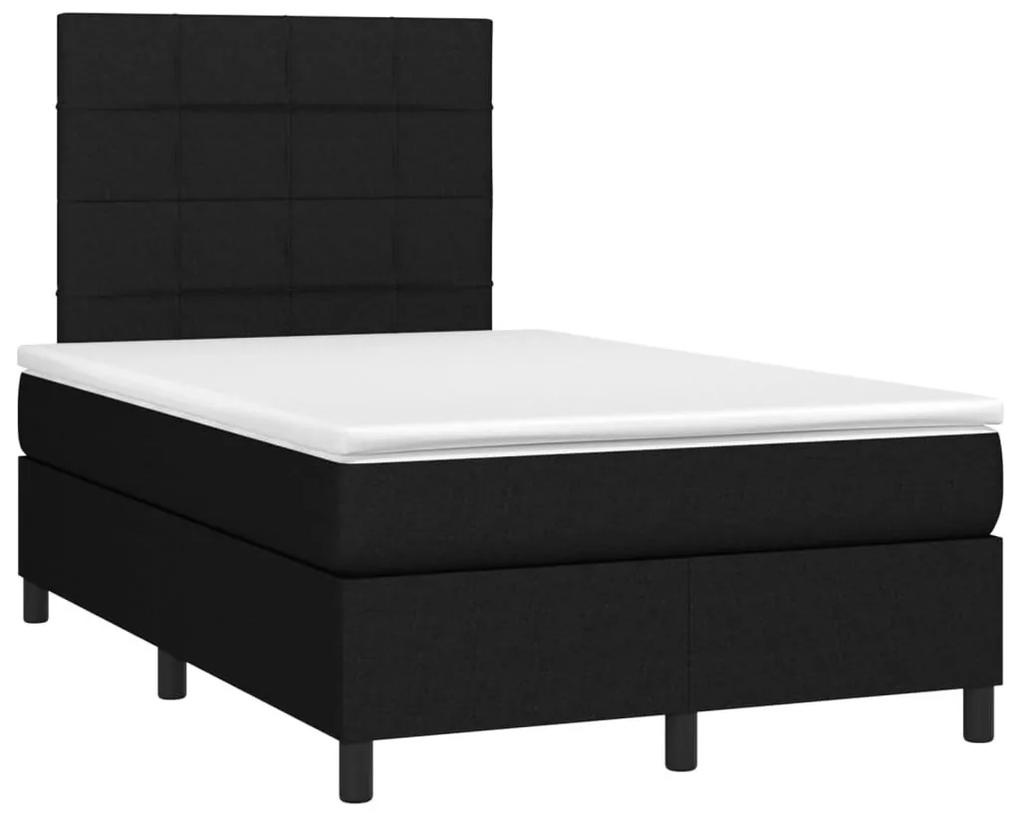Κρεβάτι Boxspring με Στρώμα &amp; LED Μαύρο 120x200 εκ. Υφασμάτινο - Μαύρο