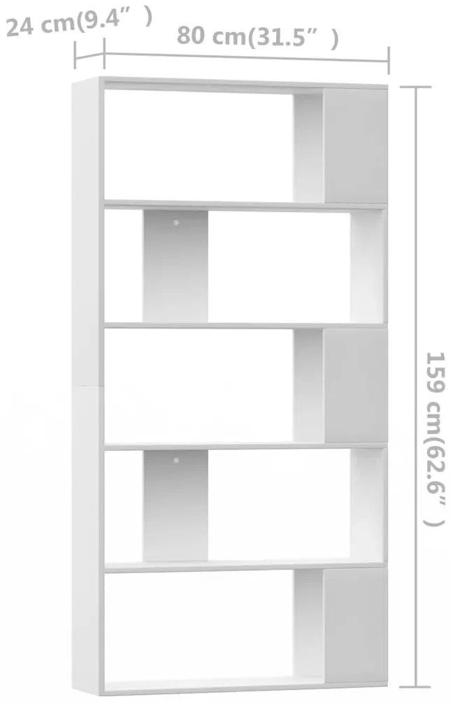 vidaXL Βιβλιοθήκη/Διαχωριστικό Χώρου Λευκό 80x24x159 εκ. Επεξ. Ξύλο