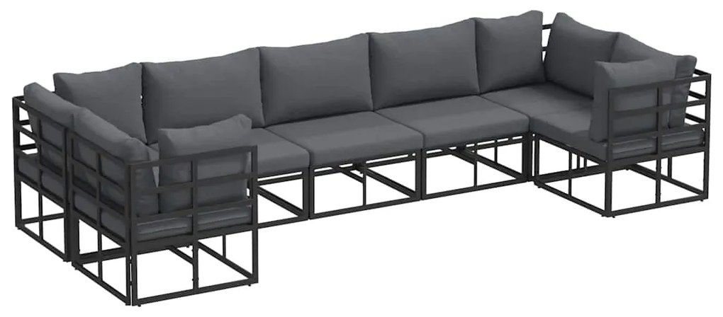 vidaXL Σετ Καναπέ Κήπου 7 pcs Μαύρο Αλουμίνιο