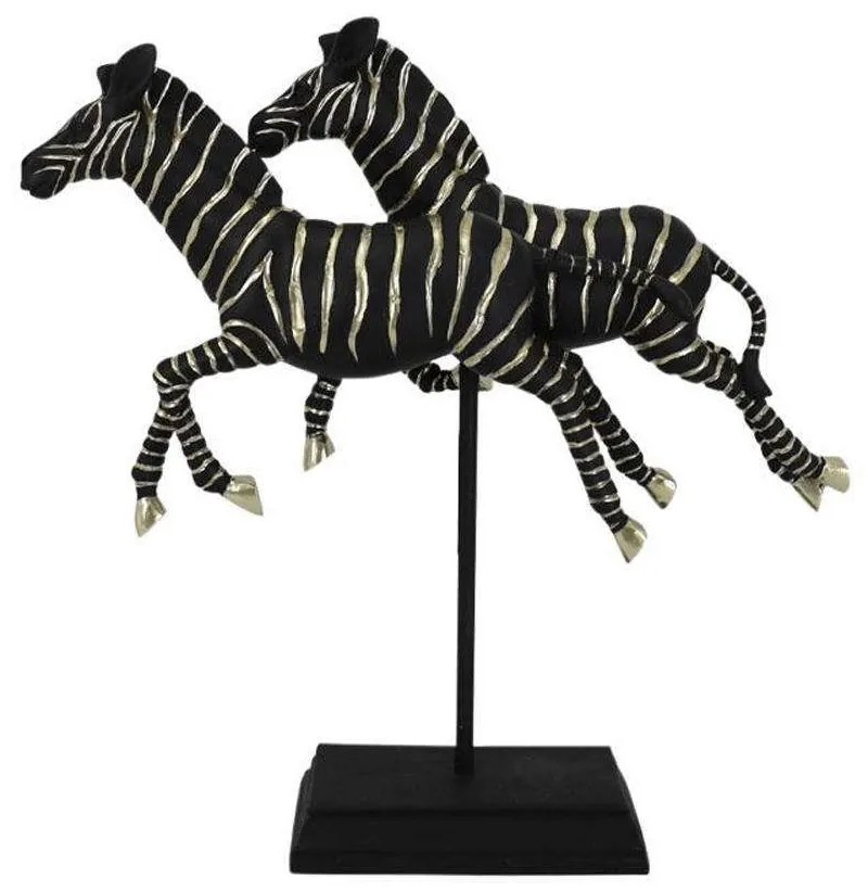 Διακοσμητικό Επιτραπέζιο 2 Zebras 253-223-504 34x9,5x34,5cm Black-Gold Polyresin