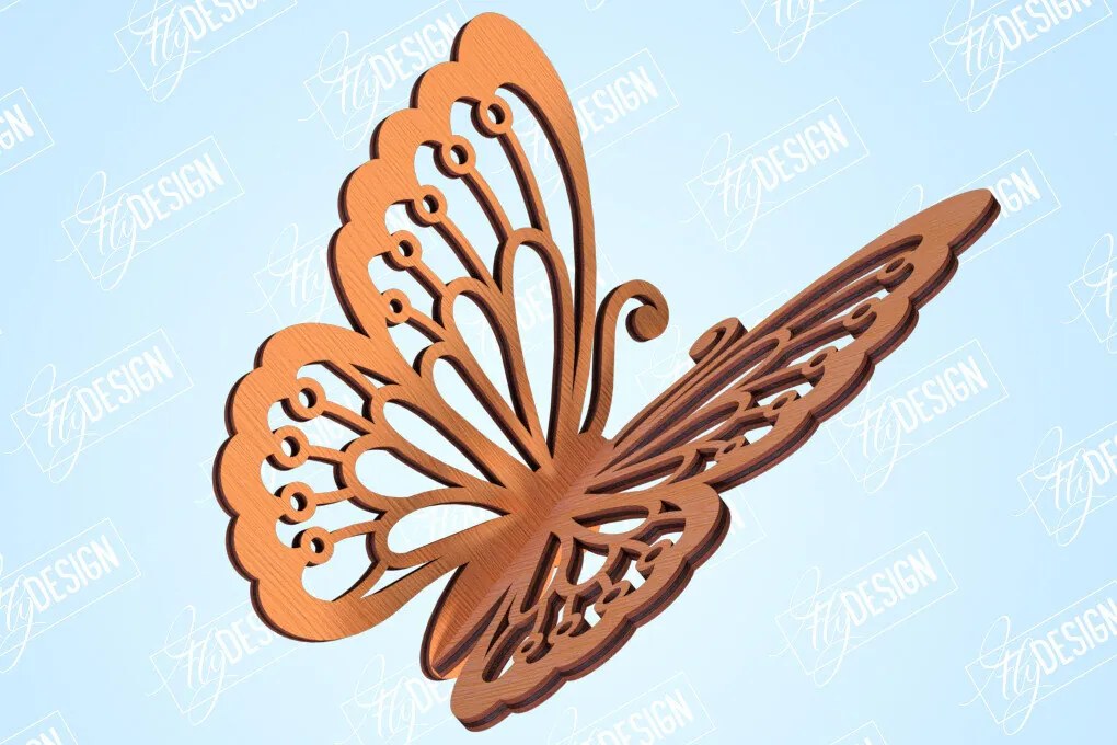Intra απο ξύλο plywood 3mm-4mm πάχος 3D πεταλούδες | Summer Design | CNC Δίασταση 30x20 cm INTRAFABR-99202364