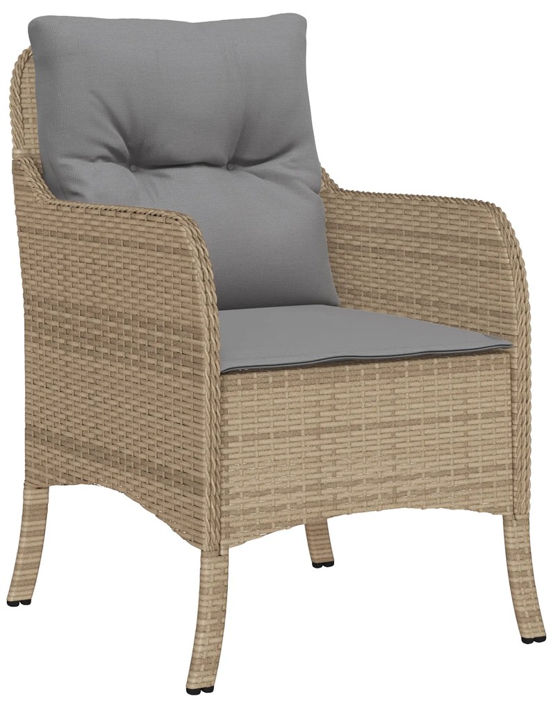 vidaXL Σέτ φαγητού για κήπο με μαξιλάρι 7 pcs Μπεζ Πολυ ράταν