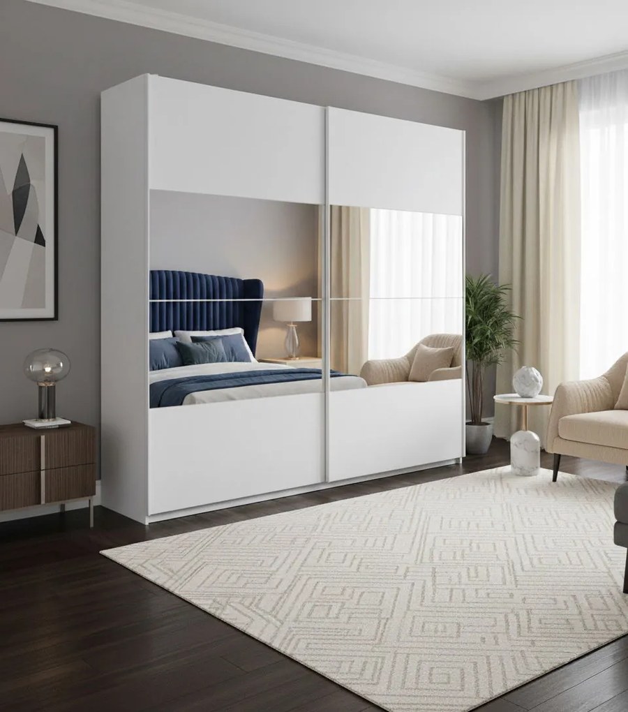 Ντουλάπα Συρόμενη Delta II-180 x 61 x 210 εκ.-Λευκό