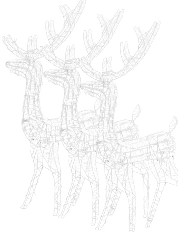 vidaXL Χριστουγεννιάτικοι Τάρανδοι 3 τεμ. Ψυχρό Λευκό 120 εκ. Ακρυλικό