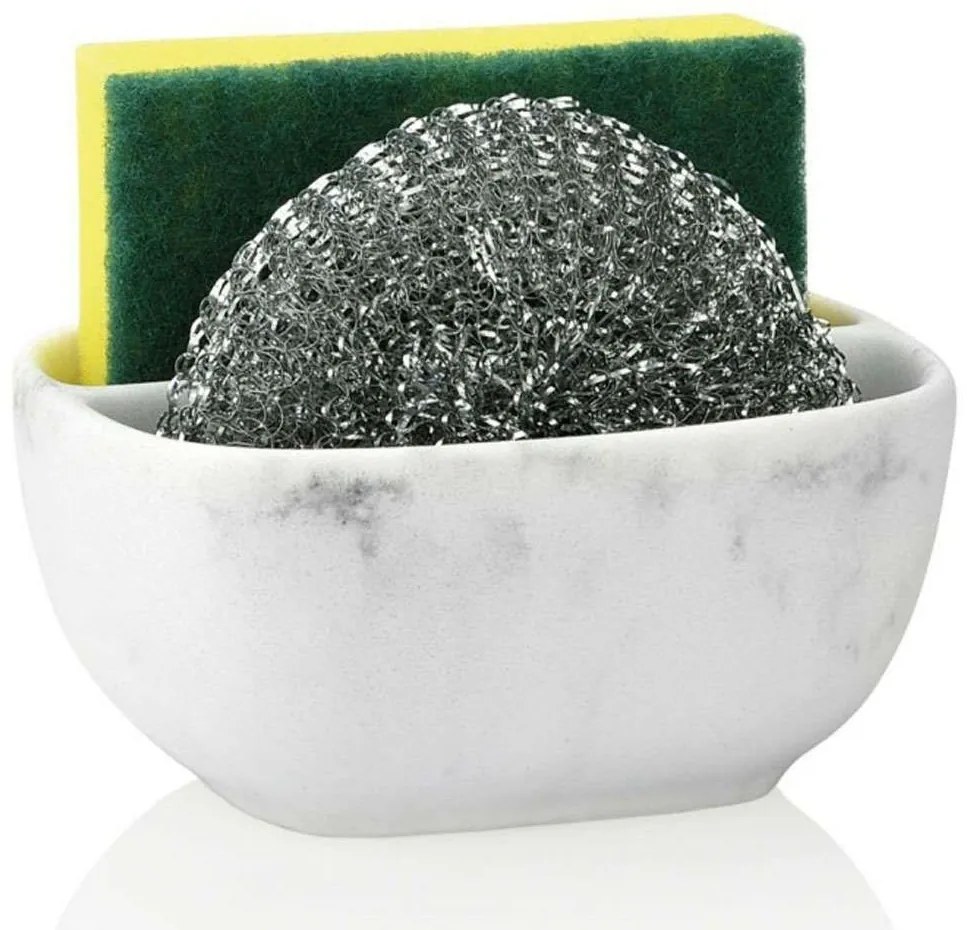 Θήκη Σφουγγαριού Marble LBTAH-CC66281 13x10x6cm White Andrea House Polyresin