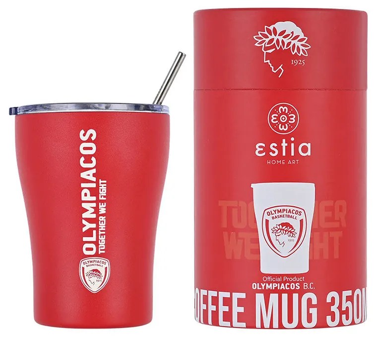 Θερμός με Καλαμάκι  Coffee Mug OLYMPIACOS BC Edition Estia 350ml