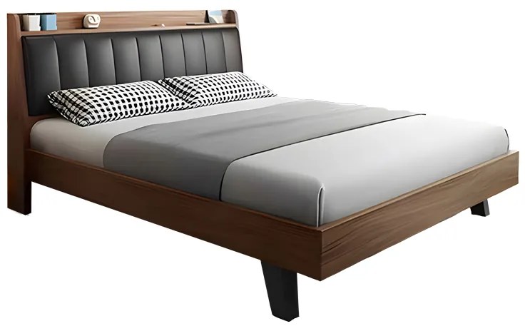 Κρεβάτι Frankly mdf-pu σε καρυδί-μαύρο απόχρωση 150x200εκ Υλικό: MDF - MELAMINE 072-000142