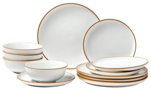 VEVOR 12 PCS Dinnerware Set Ceramic Plates and Bowls Sets Service for 4 White