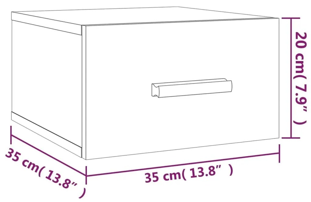 Κομοδίνα Επιτοίχια 2 τεμ. Γκρι Sonoma 35 x 35 x 20 εκ. - Γκρι