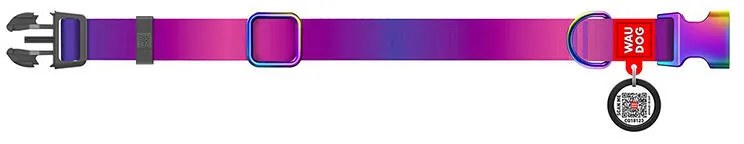 Nylon dog collar with QR code WAUDOG 15 mm wide, 25-35 cm long purple