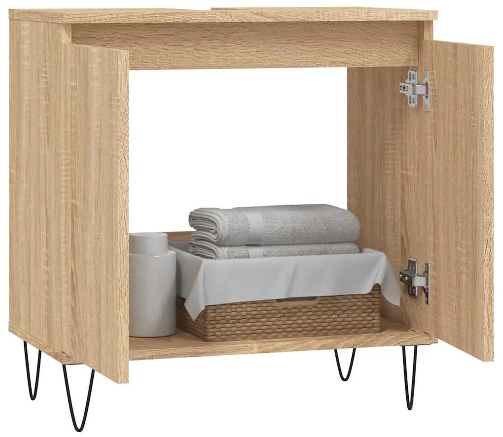vidaXL Ντουλάπι Μπάνιου Sonoma Δρυς 58 x 33 x 60 εκ. από Επεξεργ. Ξύλο