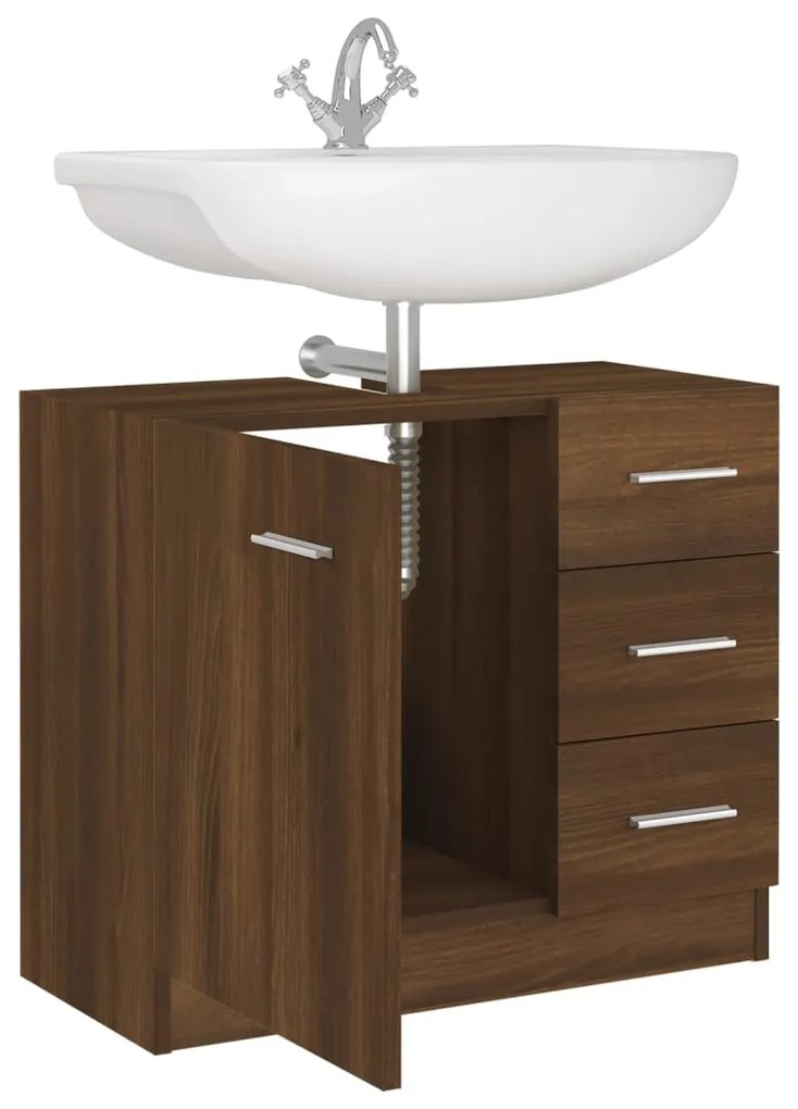 vidaXL Ντουλάπι Νιπτήρα Καφέ δρυς 63 x 30 x 54 εκ. Επεξεργ. Ξύλο