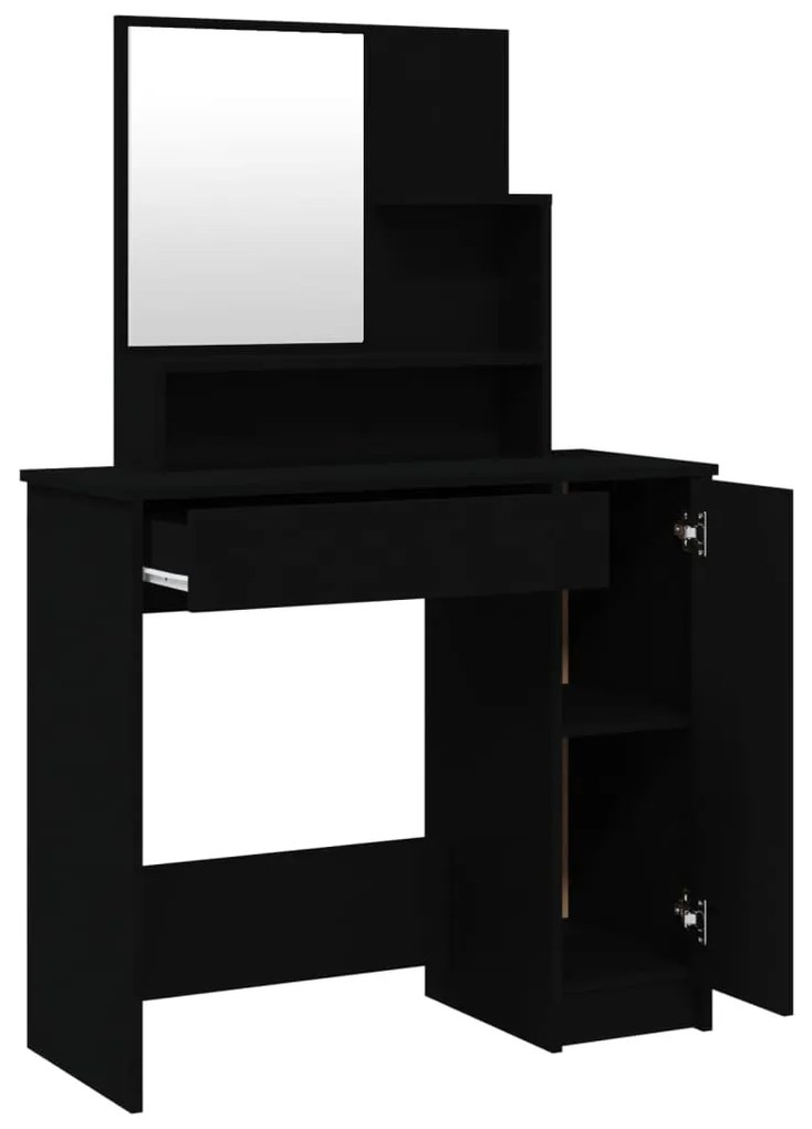vidaXL Μπουντουάρ με Καθρέφτη Μαύρο 86,5 x 35 x 136 εκ.