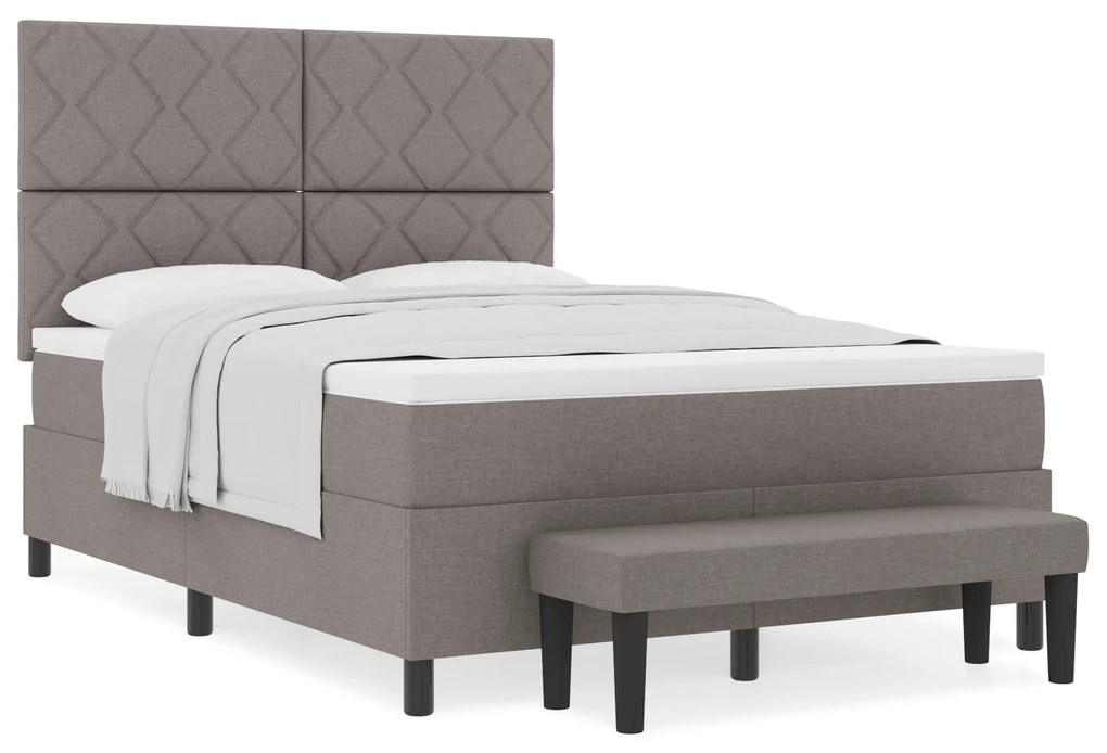vidaXL Κρεβάτι με Ελατήριο και Στρώμα Taupe 140x190 εκ. Ύφασμα