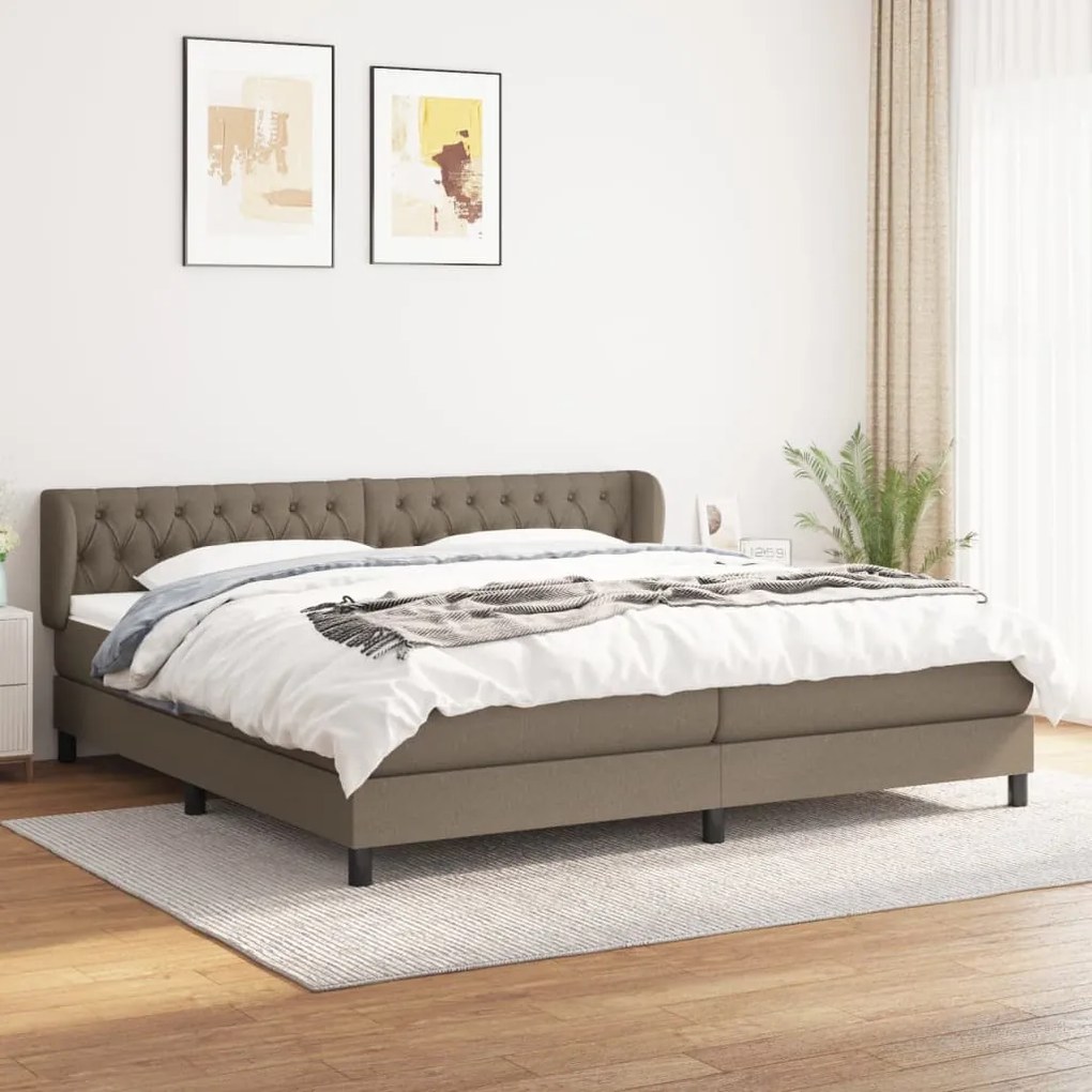 vidaXL Κρεβάτι Boxspring με Στρώμα Taupe 200x200 εκ. Υφασμάτινο