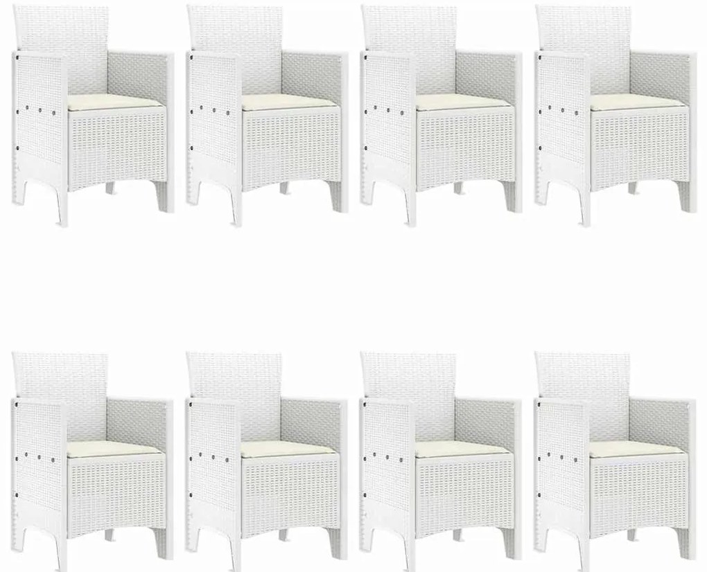 vidaXL Σέτ φαγητού για κήπο 9 pcs Λευκό Rattan Polt