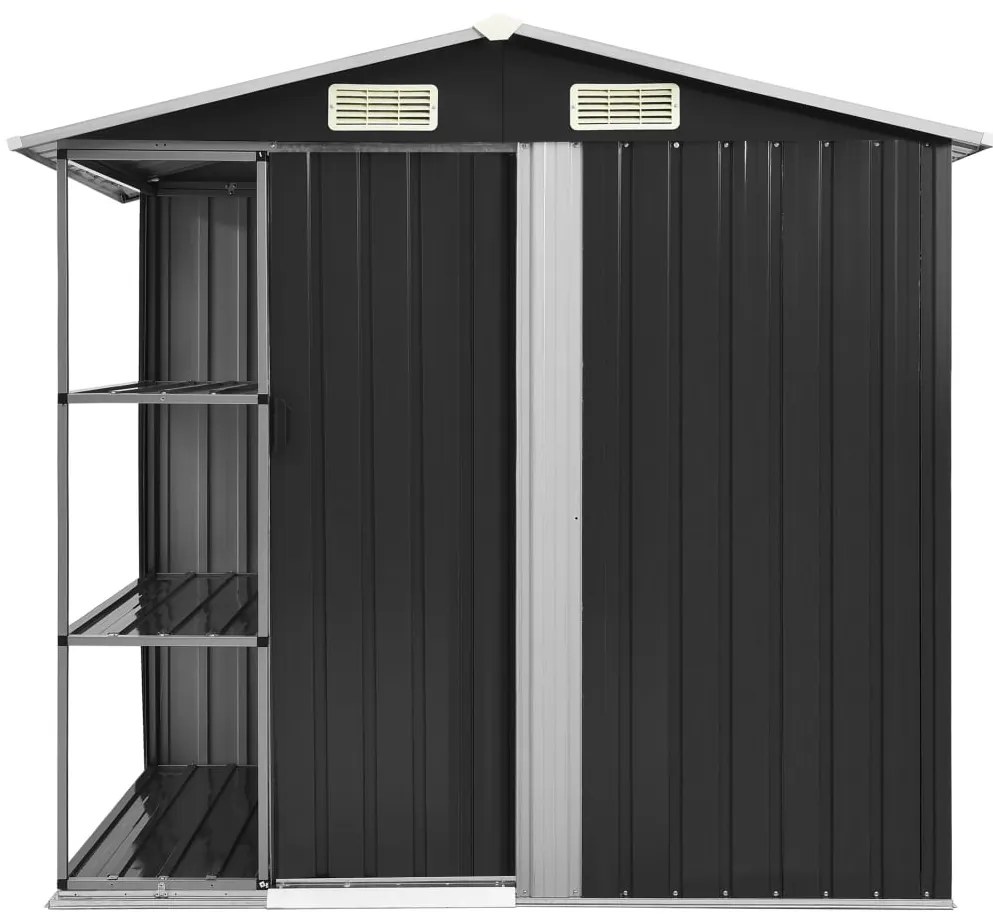 vidaXL Αποθήκη Κήπου με Ράφια Ανθρακί 205 x 130 x 183 εκ. Σιδερένια
