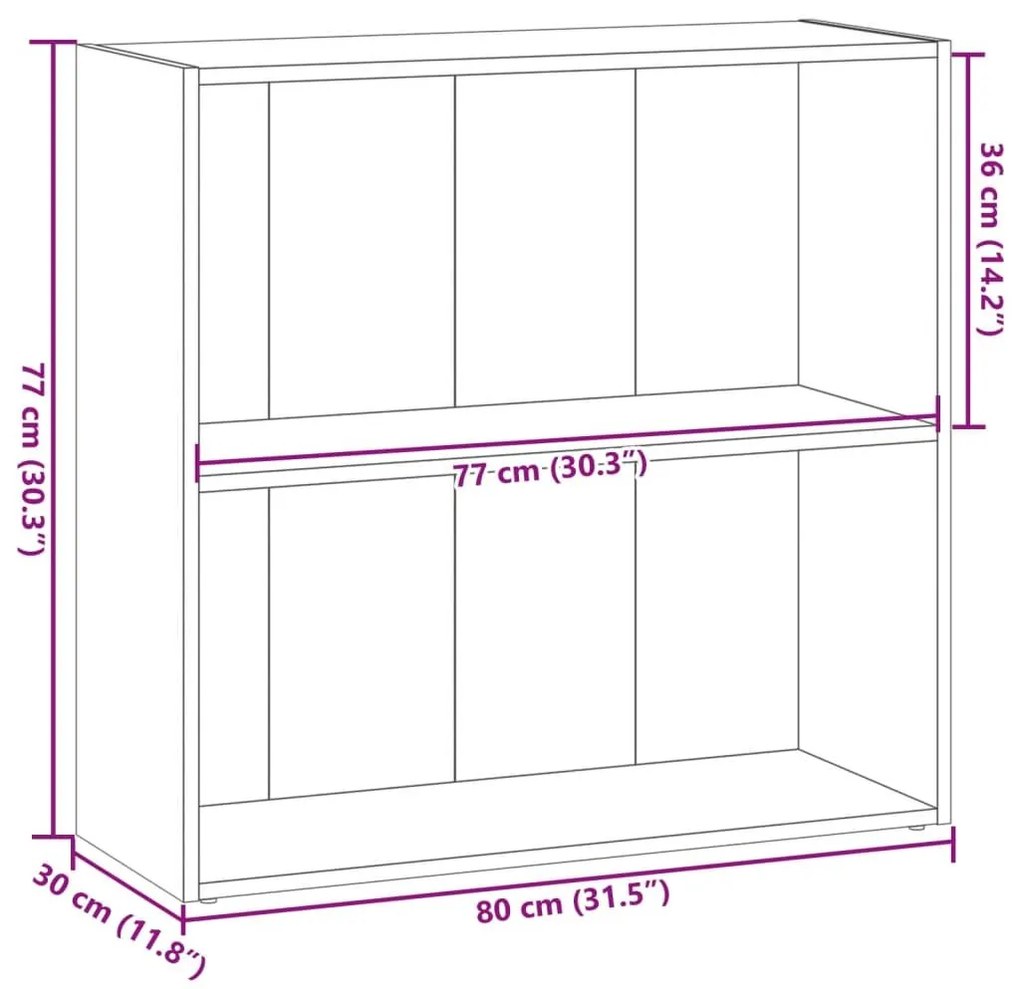 Βιβλιοθήκη Αρτισιανή Δρυς 80x30x77 εκ. από Επεξεργασμένο Ξύλο - Καφέ