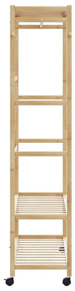 Ράφι ρούχων με ράφια και ρόδες 110x40x180 εκ. Μπαμπού - Καφέ