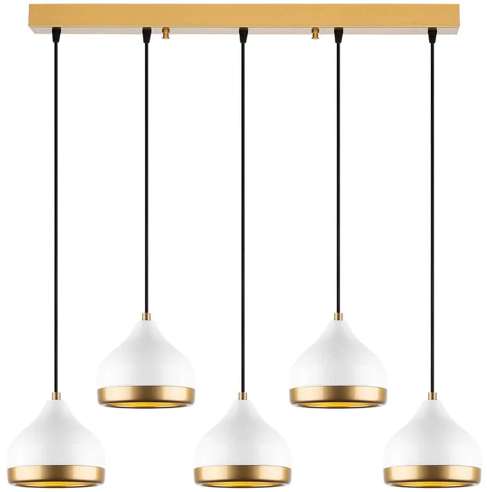 Φωτιστικό Οροφής - Ράγα Yildo 892OPV2138 90x17x111cm 5xE27 40W White-Gold Opviq