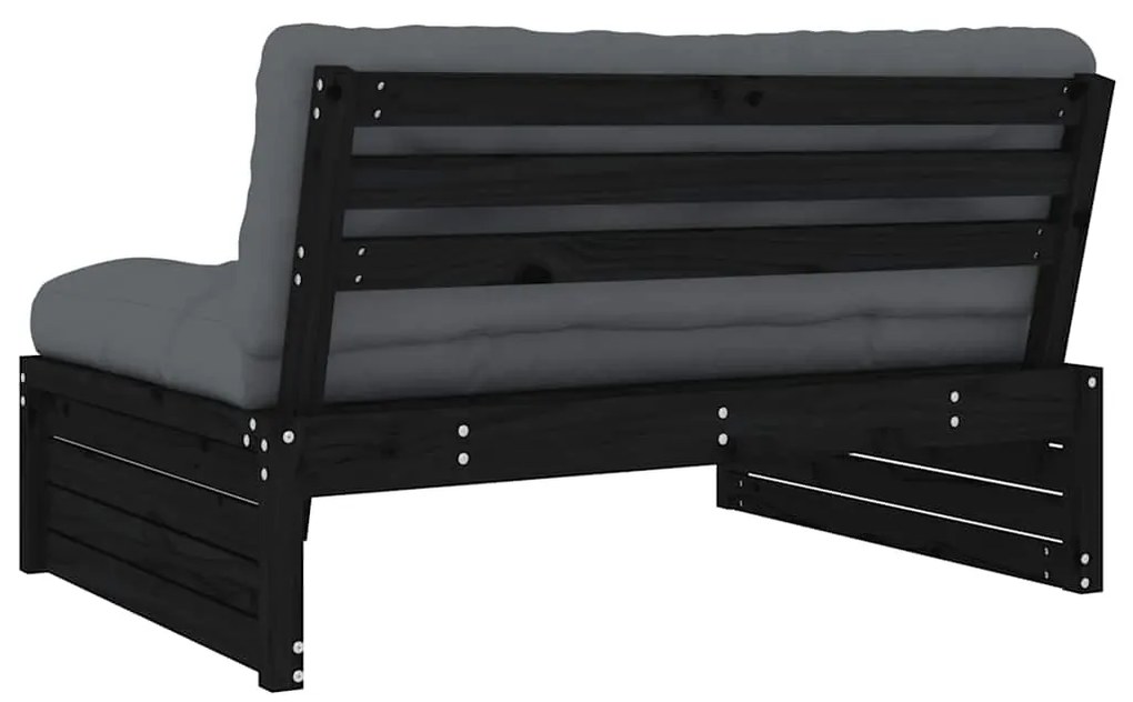 vidaXL Καναπές Μεσαίος Μαύρος 120 x 80 εκ. από Μασίφ Ξύλο Πεύκου