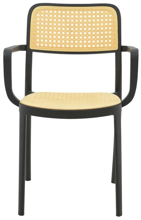 Πολυθρόνα Westley pakoworld pp φυσικό-μαύρο 58x47x81εκ
