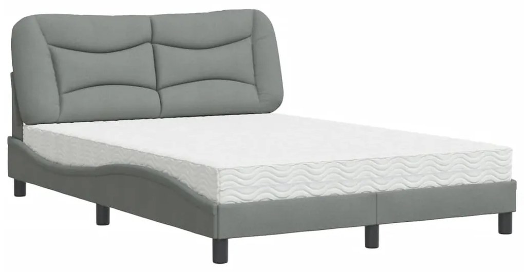 vidaXL Κρεβάτι με Στρώμα Ανοιχτό Γκρι 120x200 εκ. Υφασμάτινο