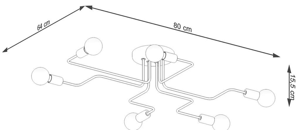 Sollux Φωτιστικό οροφής VECTOR 6 λευκό,ατσάλι,Ε27 6xmax 15W LED