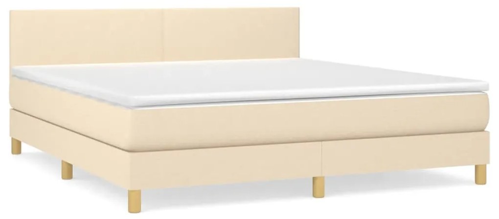 Κρεβάτι Boxspring με Στρώμα Κρεμ 180x200 εκ. Υφασμάτινο - Κρεμ