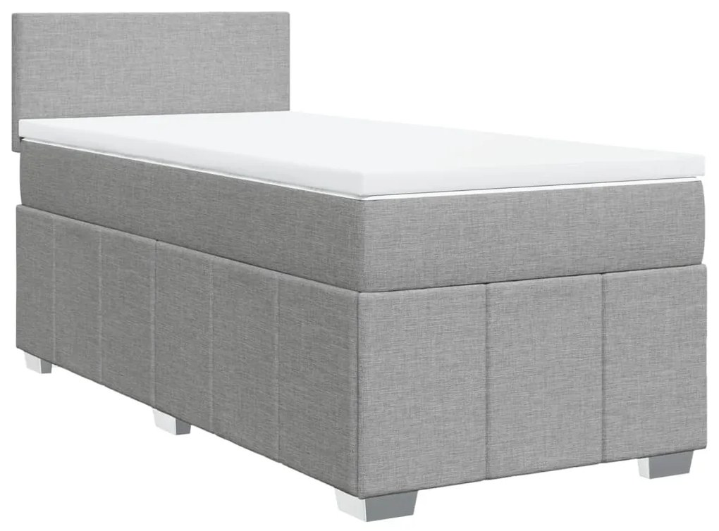 Κρεβάτι Boxspring με Στρώμα Ανοιχτό Γκρι 90x200 εκ. Υφασμάτινο - Γκρι