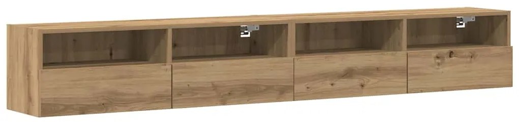 vidaXL Ντουλάπια τοίχου TV 2 τεμ Καρυδιά 100x30x30 εκ Επεξεργασμένο ξύλο