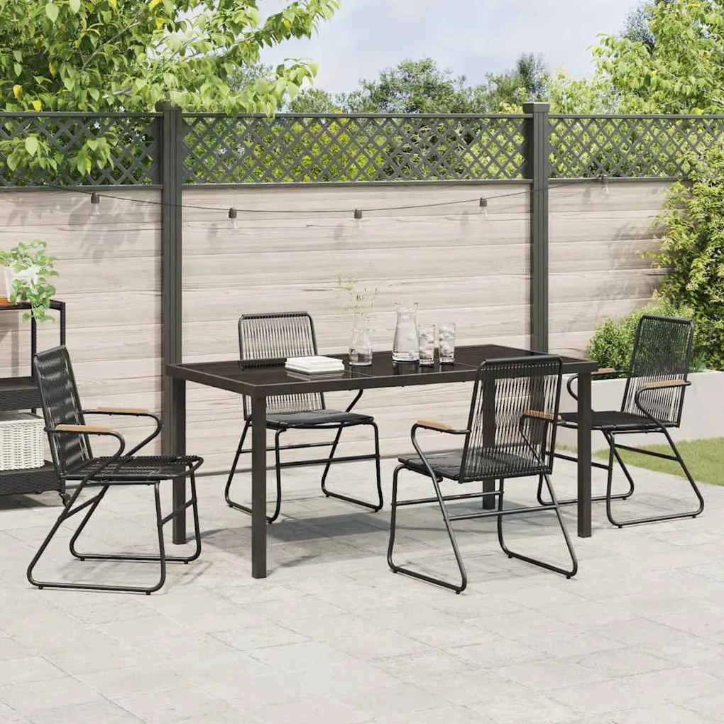 vidaXL Σέτ φαγητού για κήπο 5 pcs Μαύρο PVC ρατάν