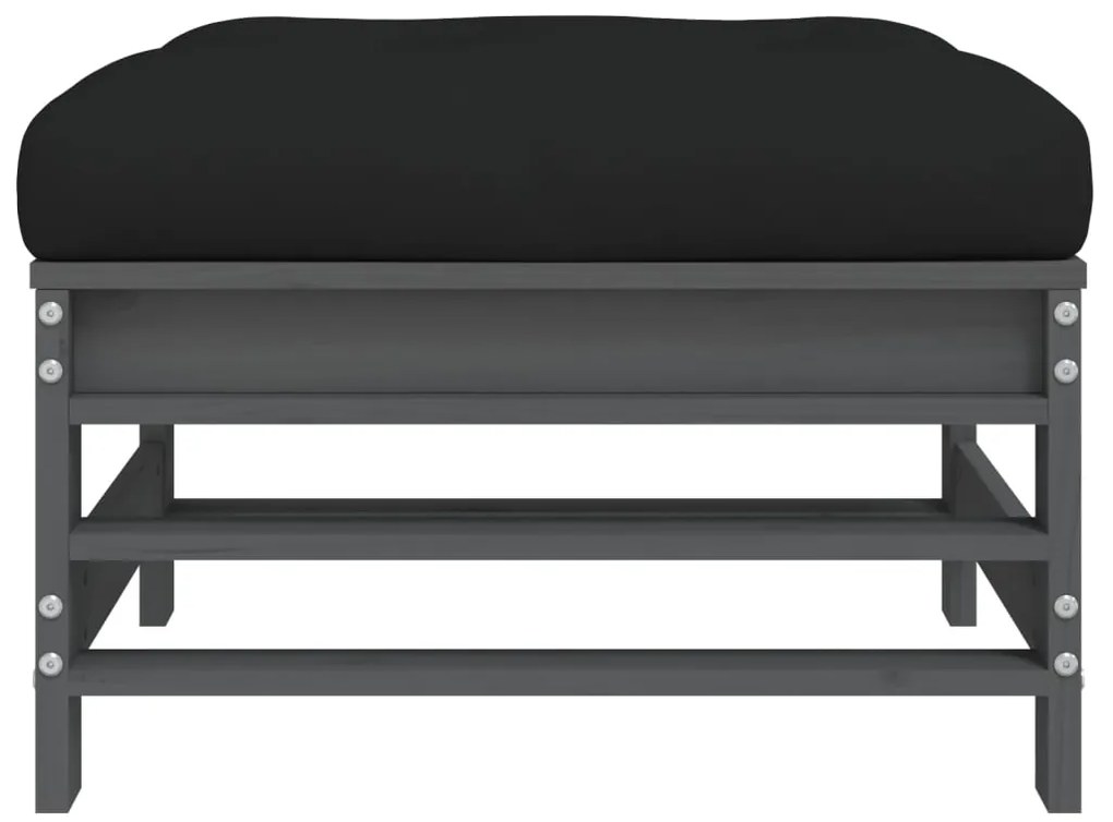 vidaXL Υποπόδια Κήπου με Μαξιλάρια 2 τεμ. Γκρι από Μασίφ Ξύλο Πεύκου