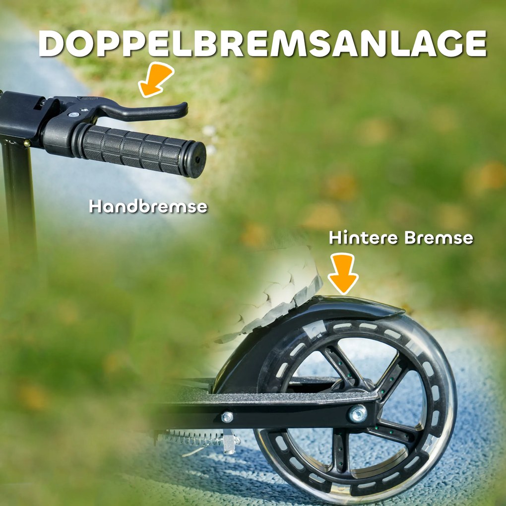 AIYAPLAY Πατίνι για Παιδιά, Διπλά Φρένα, Μεταλλικό Πλαίσιο, Υποπόδιο, Αναδιπλούμενο, 3-8 Ετών, Μαύρο