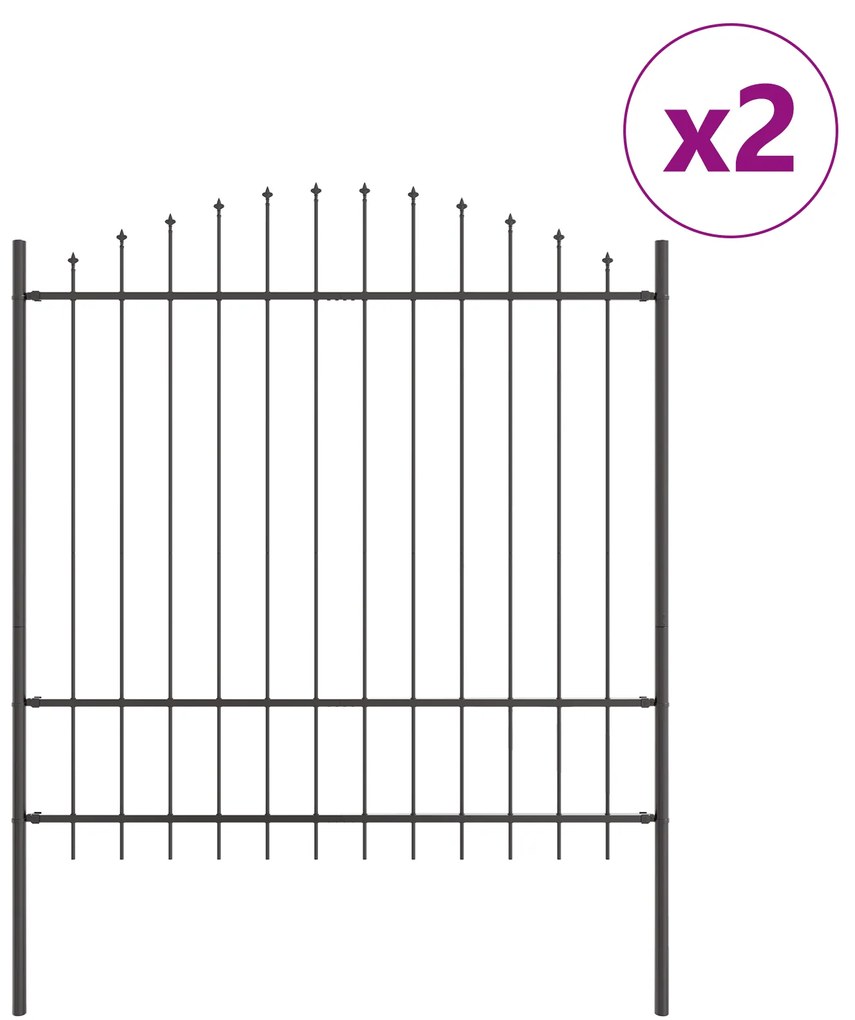 vidaXL Φράχτης κήπου με καμπύλη κορυφή, Γκρι, 3,4x1,75 μ, Χάλυβας