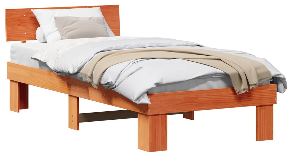 vidaXL Σκελετός Κρεβατιού Καφέ κεριού 90 x 190 cm Συμπαγές ξύλο πεύκου