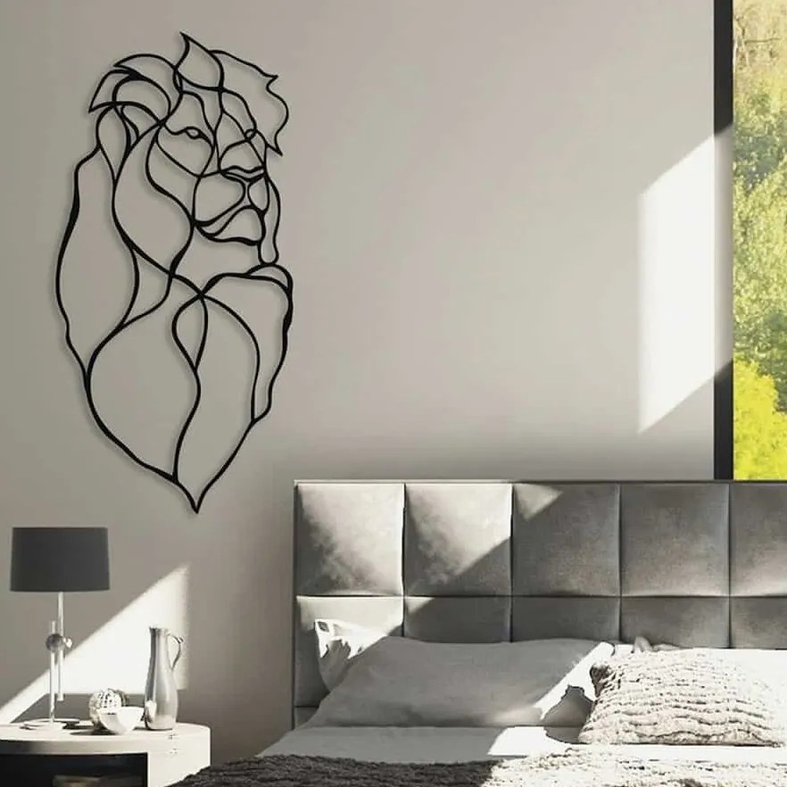 Intra απο ξύλο plywood 3mm-4mm πάχος – Lion Head Μεταλλικό ντεκόρ τοίχου ξύλο γραμμικού σχεδίου 20x20 cm INTRAVECTRY-MY557235