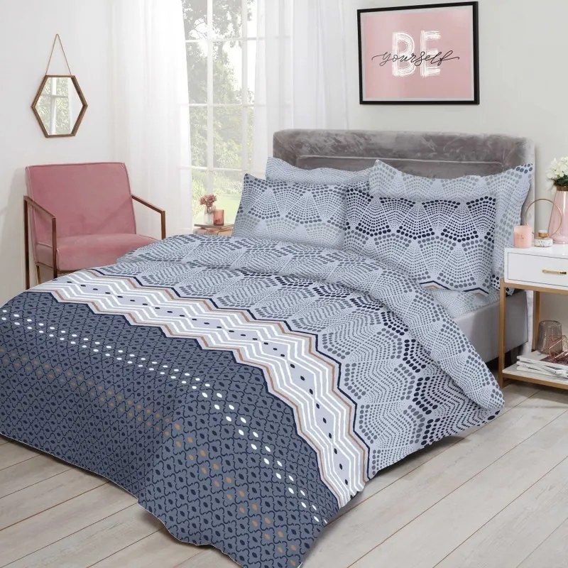 Σετ Σεντόνια Polycotton Υπέρδιπλα 220x240εκ. Εμπριμέ Azul 24home