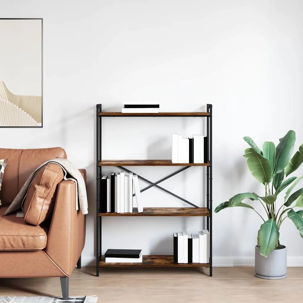 vidaXL Ράφι Βιβλίων Καπνιστό Δρύς 80 x 30 x 120 εκ Επεξεργασμένο ξύλο