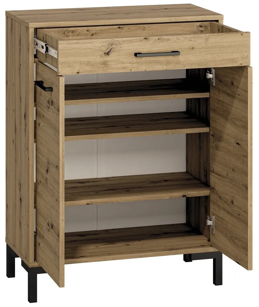 Σετ διαδρόμου Madison R109, Καθρέφτης, Artisan δρυς, Μαύρο, Πλαστικοποιημένη μοριοσανίδα, Τοίχου, Εντοιχισμένη