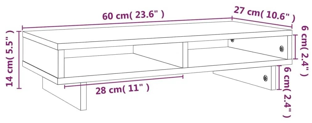 Βάση Οθόνης Λευκή 60x27x14 εκ. από Μασίφ Ξύλο Πεύκου - Λευκό