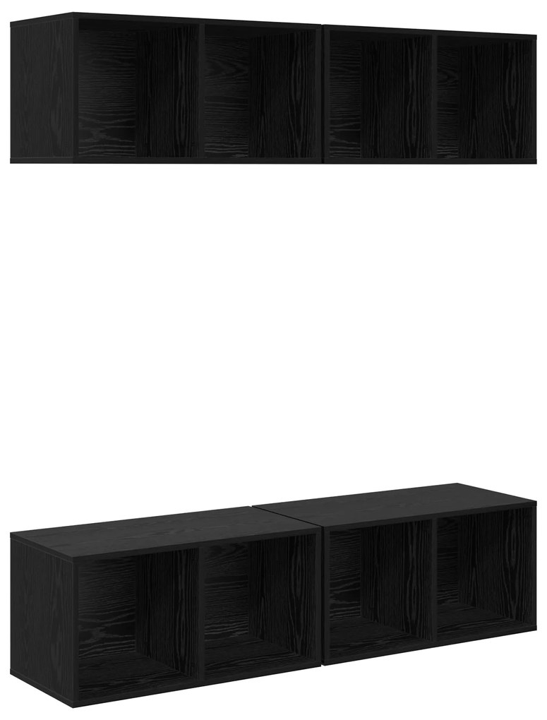 vidaXL Τηλεοπτική Κάβα Τοίχου με ράφι 4 pcs Μαύρη δρυς 37 x 37 x 72 εκ