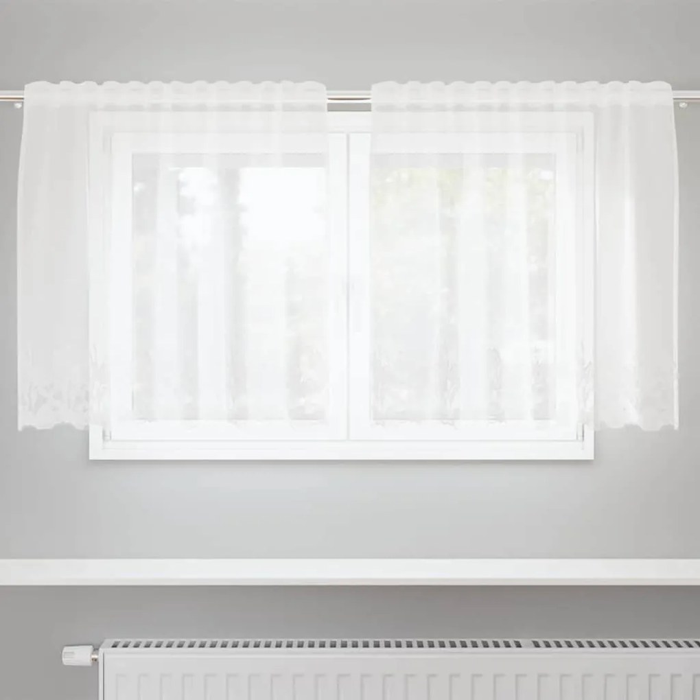 vidaXL Κουρτίνες με κουρτίνες Floral Λευκό 150 x 100 cm Πολυεστέρας
