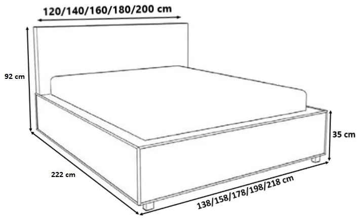 Επενδυμένο κρεβάτι Piura-Gkri-120 x 200