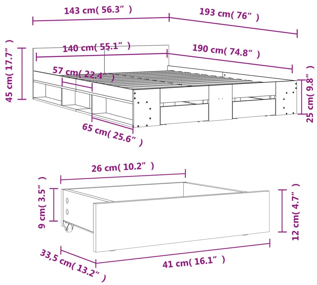 ΠΛΑΙΣΙΟ ΚΡΕΒΑΤΙΟΥ ΜΕ ΣΥΡΤΑΡΙΑ ΓΚΡΙ SONOMA 140X190ΕΚ. ΕΠΕΞ. ΞΥΛΟ 3280767