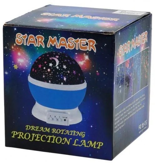 Led Περιστρεφόμενο Παιδικό Φωτιστικό Projector με Προβολή Αστεριών Μπλε