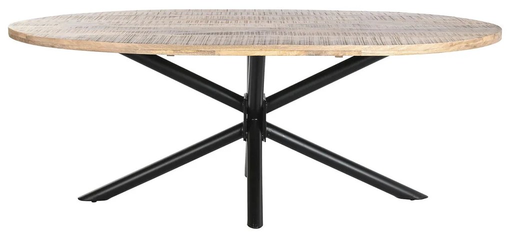Τραπεζαρία DKD Home Decor Φυσικό Μαύρο Μέταλλο Ξύλο από Μάνγκο 200 x 100 x 76 cm