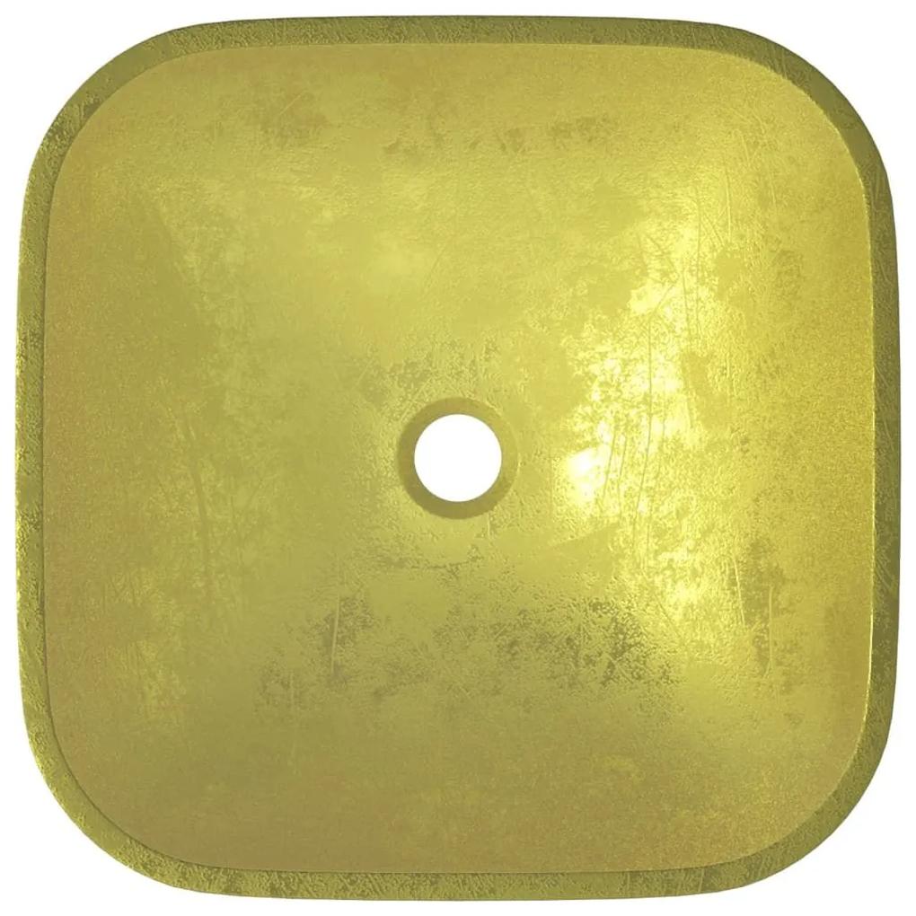 Νιπτήρας Χρυσός 42x42x14 εκ. Γυάλινος - Χρυσό